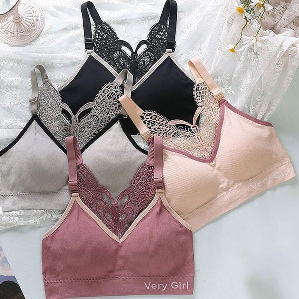 Bustiers Corsets Femmes Sexy Papillon Beau Dos Soutien-Gorge Femme Bralette Push Up Sans Couture Sans Anneau En Acier Taille Unique Lingerie Sous-Vêtements Bustier