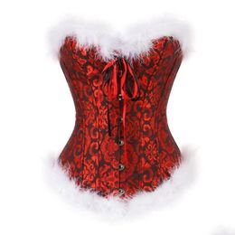 Bustiers Corsets Femmes Sexy Christmas Lace Up Erotic Costume fête Lingerie Womens Underwear Santa Cosplay Exotic Apparel Strap Dr Dhbbd