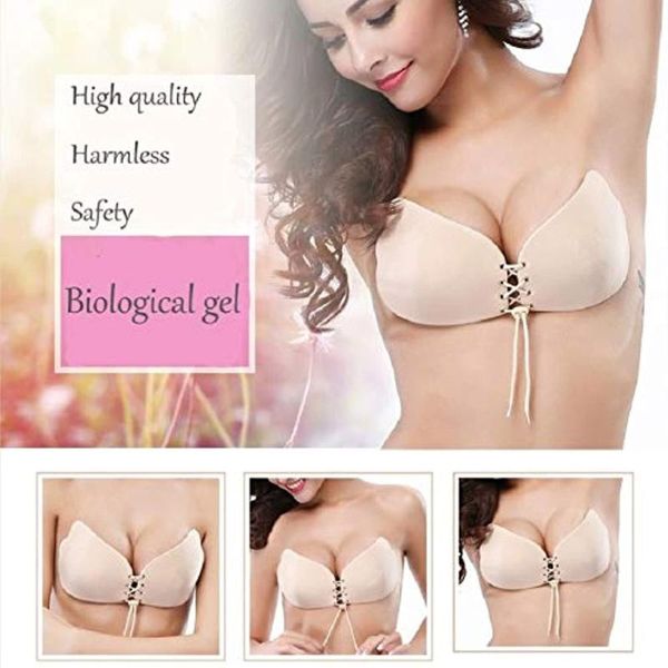 Bustiers Corsets Femmes Sexy Sans Bretelles Instantanée Du Sein Lift Invisible Silicone Push Up Soutien-Gorge Non Rembourré Nylon Couverture Cadeaux