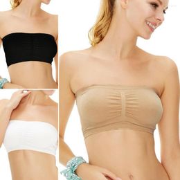 Bustiers Corsets Femmes Solide Plaine Sans Bretelles Soutien-Gorge Bandeau Tube Top Dames Coussin Amovible Sans Couture Cultures Couleurs