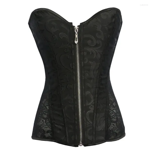 Bustiers Corsets XS-XXL femmes Sexy noir à lacets et fermeture éclair gothique surbuste Corset cintré à la taille minceur corps Shaper grande taille