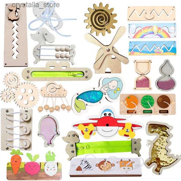 Planche occupée bricolage matériel accessoires Montessori enseigner aides bébé éducatif apprentissage jouet en bois occupé planche pièces jeux pour enfant