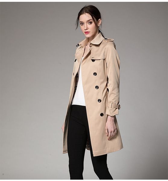 Mais designer dames trench-coat original Burrerys trench-coat mode classique britannique kaki manteau veste décontractée