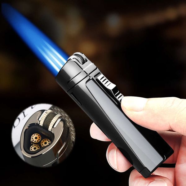 Boucheau de broyage de butane Light Torch Cigare Light in Pocket taille réglable Triple Jet Flame Bighter Rechargeable sans gaz