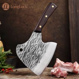 Couteau de boucher forgé à la main en acier à haute teneur en carbone, hache robuste, couteau à hacher les os d'abattage, couteau de Chef de cuisine tranchant