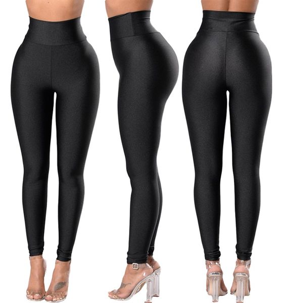 Las polainas de las mujeres al por mayor del entrenamiento del gimnasio de Spandex de la cintura alta del negro del color sólido de señora Legging 2023 del extremo