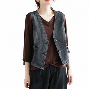 Butt Up Zwart Denim Bijgesneden Vest voor Vrouwen Winter Jean Jas Shirt Vintage Kleding Vest Casual Vacati Oufit Verjaardag 06Jq #