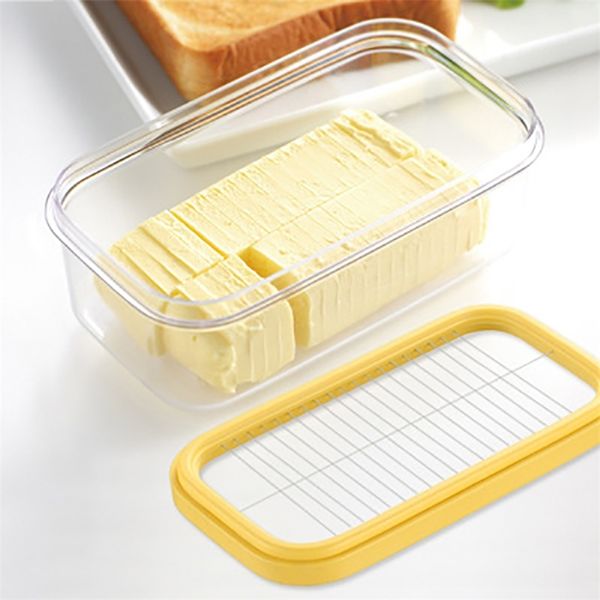Beurre boîte de boîtes de beurre fromage grée de stockage armoire de rangement plateau en acier inoxydable simple couvercle acrylique avec transparent 210423