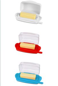 Mantequera con tapa para encimera, recipiente de plástico duradero para mantequilla con cuchillo esparcidor, bonito mango y tapa abatible para fácil acceso, antideslizante, dos piezas-5