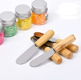 Beurre en acier inoxydable spatule petit-déjeuner de pain de sable écran de confiture de confiture en bois