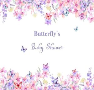 Papillons bébé douche anniversaire bannière pographie décors coloré aquarelle fleurs vinyle Po stand arrière-plans pour enfant 5040112711709