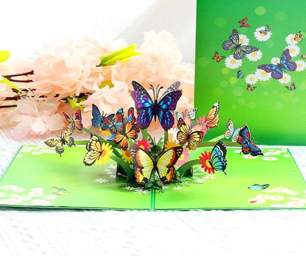 Cartes pop-up papillons, carte de vœux 3D, pour anniversaire, mariage, gratification, Saint-Valentin, Noël, Congra8578556