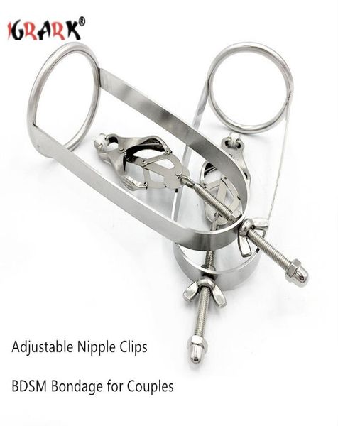 Pinces à mamelon réglables papillon, pinces de jeu de torture, cage du sein, BDSM, bondage, produits fétichistes en métal, jouets sexuels pour couples adultes Y0404204301