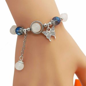 Butterfly Ball Bracelet Dames Instagram Small Design Sea Blue Treasure Grijs Maanlicht Zegen Karakter Handstring Geschenken Meisjes Handwerk