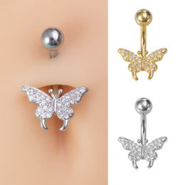 Papillon nombril anneau cristal nombril Piercing acier chirurgical nombril barre ventre anneau pour femmes Sexy Ombligo bijoux de corps