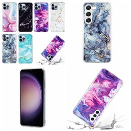 Fashion Marble IMD -koffers voor Samsung S23 Ultra Plus Galaxy A34 A54 A24 5G A14 Natuurlijke graniet Stone Rock Soft TPU Luxe schokbestendige mobiele telefoonhoes achteromslag Skin