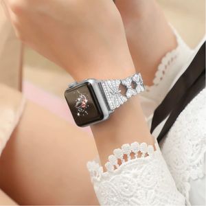 Bracelet papillon pour Apple Watch Band Iwatch 7 SE 6 5 4 3 Femmes Alivables Easy Bling Jewelry Nouveau bracelet de montre en métal argent