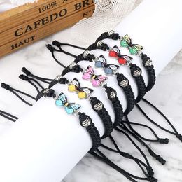  Braceletas de mariposa Pulseras tejidas ajustables clásicas Chaqueta de mano de mariposa para mujeres