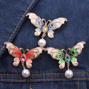 Broches papillon pour femmes breloque perle couleur or broche broches fête mariage cadeaux vêtements accessoires bijoux cadeau
