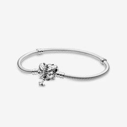 Butterfly Snake Chain Charm Armbanden 100% 925 Sterling Silver Rose Gold Sluiting Met Clear Stone Fashion Accessoires