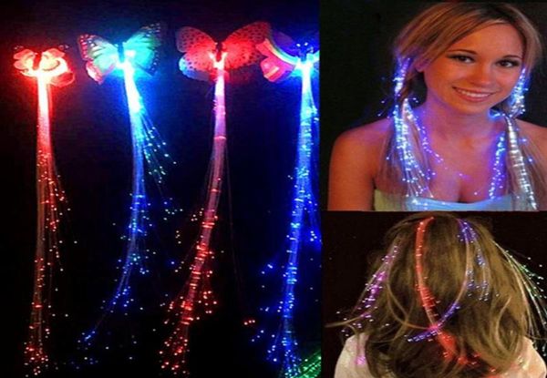 Butterfly coloré LED LIGTH UP HEURS Braid Glowing Flash Hair Hairpin Luminous Lumin Up LED Partypin Decoration Flash Braid Hair5759597