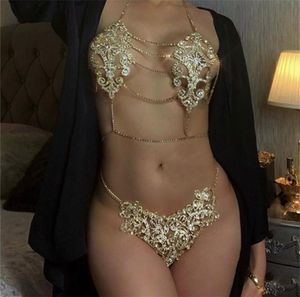 Butfly Crystal Set Body Chain Bra and String Panties For Women Lingerie Bikini Body Bielry sous-vêtements T2005081921183