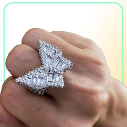 Butfly CZ Diamond Anneaux Micro pavés Iced Out Cumbic Zircon Fashion Mens Hip Hop Gold Ring Jewelry50282615750437