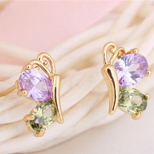 Butterfly Earring 18K Geel Vergulde Stud Oorbellen Voor Baby Kids Meisjes Dames Earings Lovery Jewelry Gift