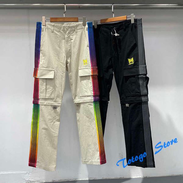 Agujas bordadas de mariposa AWGE Cargo Pants Hombres Mujeres Multi-bolsillo Casual Joggers Pantalones de chándal Pantalones extraíbles de doble propósito