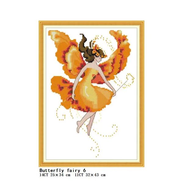 Butterfly Fairy Series Modèles Kit de point de croix AIDA 14CT 11CT COUNDE COUVERE IMPRESSION EMPRODURE Kit de couture DIY Artisanat à l'aiguille