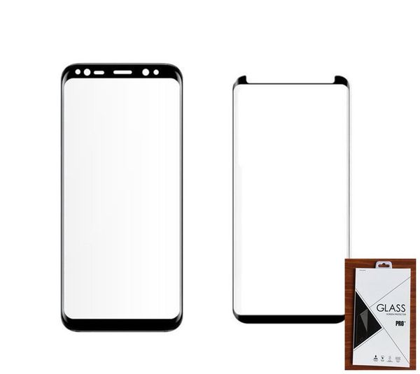 Protector de pantalla de vidrio templado curvo 3D compatible con estuche / cubierta completa PARA Samsung Galaxy note 9 8 s8 s9 plus 500p en paquete minorista c