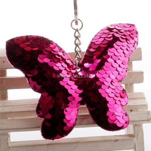 Porte-clés papillon Paillette Sequin Animal porte-clés sac porte-clés pour femmes enfants bijoux de mode