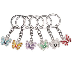 Vlinder Sleutelhanger Sleutelhanger Ringen Crystal Legerings Vintage DIY Bag Telefoon Passant Accessoires Sieraden Gift Sleutelhangers