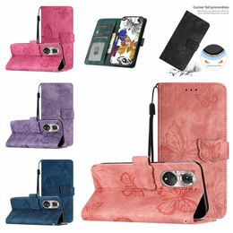 Vlinder lederen portemonnee kisten voor Motorola Moto G73 G13 E13 E22 G62 G60 G42 E32 Huawei P50 Pro Google Pixel 8 Pro 7 6 6a Hand Skin Feel Credit ID Card Slot Flip Cover Pouch