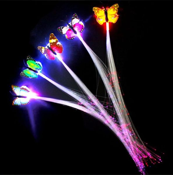 Mariposa LED Fibra Óptica Se Ilumina Intermitente Hair Flash Barrettes Clip trenzas Fiesta Suministros de Navidad