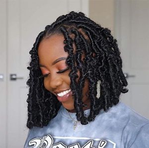 Butterfly Locs Crochet Hair 12 pulgadas Short Distressed Faux Locs Crochet Hair Pre looped Natural Desordenado Butterfly Bob Locs Pree8697280