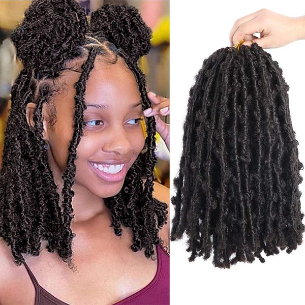 14 pouces papillon Locs Crochet cheveux cuivre rouge pré-bouclé Bob en détresse doux Faux tresses Locs Twist tressage Extensions de cheveux LS15