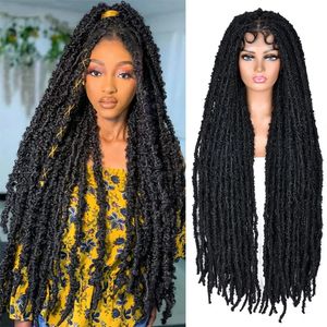 Papillon Locs Crochet cheveux pleine dentelle synthétique 40 pouces Faux boîte tresse sans noeuds tressé avec bébé 240113