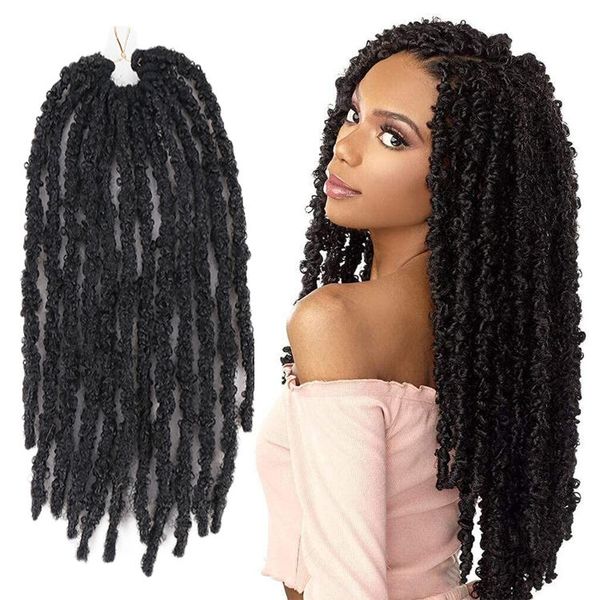 Papillon Locs Crochet Cheveux Pré-torsadés Papillon Serrures Crochet Tresses Désordonné En Détresse Long Doux Locs Crochet Tressage Cheveux