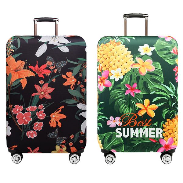 Papillon Amour Fleur Valise Couverture Ananas Tropical Épais Élastique Voyage Bagages Étui De Protection Pour 18 