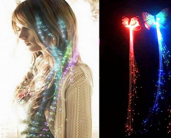 Butterfly Luminal Lumine Up LED PartyPin Decoration Decoration Flash Braid Hair Glow Lightup Toys Glow clignotant Clip Clip Flash LED SHO6605998