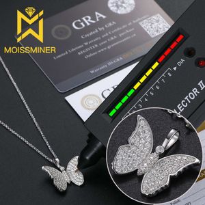 Butterfly Moissanite kettingen S Sier Hanger For Women Men Hip Hop Jewelry Pass Diamonds Tester met GRA gratis verzending