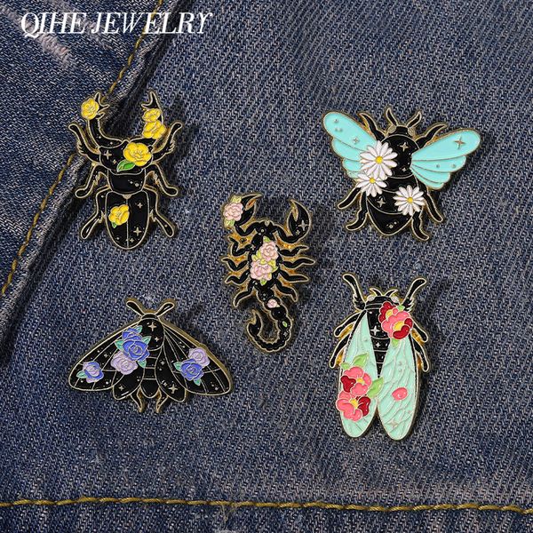 Broche papillon en émail, broche Animal insecte fleur, bijoux floraux, cadeau personnalisé pour femmes, Badge à revers, sac à dos pour amis, vente en gros