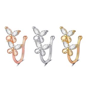 Papillon non percé sans trous nez anneau clip sur le nez cerceau anneau faux piercings oreille bourreaux boucles d'oreilles cartilage