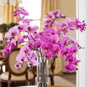Bouquet de fleurs artificielles d'orchidée papillon en soie pour la décoration de la maison de mariage vraie touche Phalaenopsis fausses fleurs