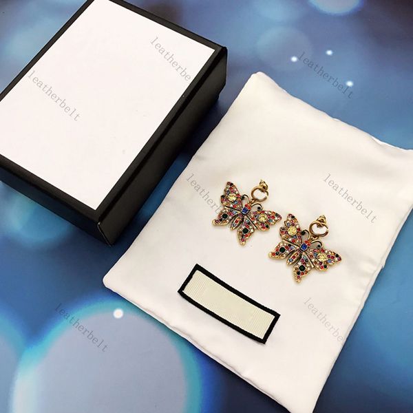 Boucle d'oreille motif papillon, clou d'oreille en diamant coloré pour fille, Animal mignon, mode Chic, oreilles, charme pour dames