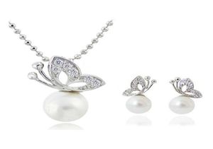 Papillon perle collier boucles d'oreilles ensembles complet strass bijoux pour femmes cadeau mode bijoux ensembles 12906398430