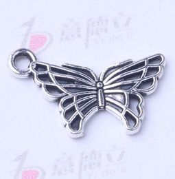 Pendentif papillon idéal pour bracelet ou collier, rétro antique, breloques en bronze argenté, bijoux à faire soi-même, lot de 500 pièces, 3006z8709498