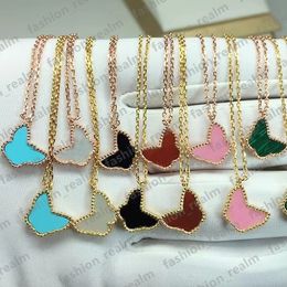 Vlinder hanger ketting ketting elegant wit fritillaria gouden rozen kettingen cadeau roestvrijstalen bruiloft voor vrouw luxe designer sieraden