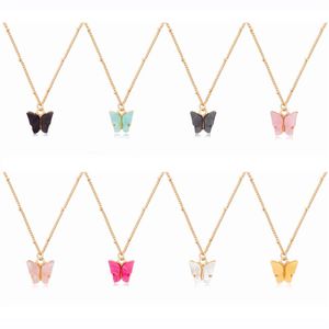 Collar con colgante de mariposa para mujeres y niñas, acrílico con joyería chapada en oro264T